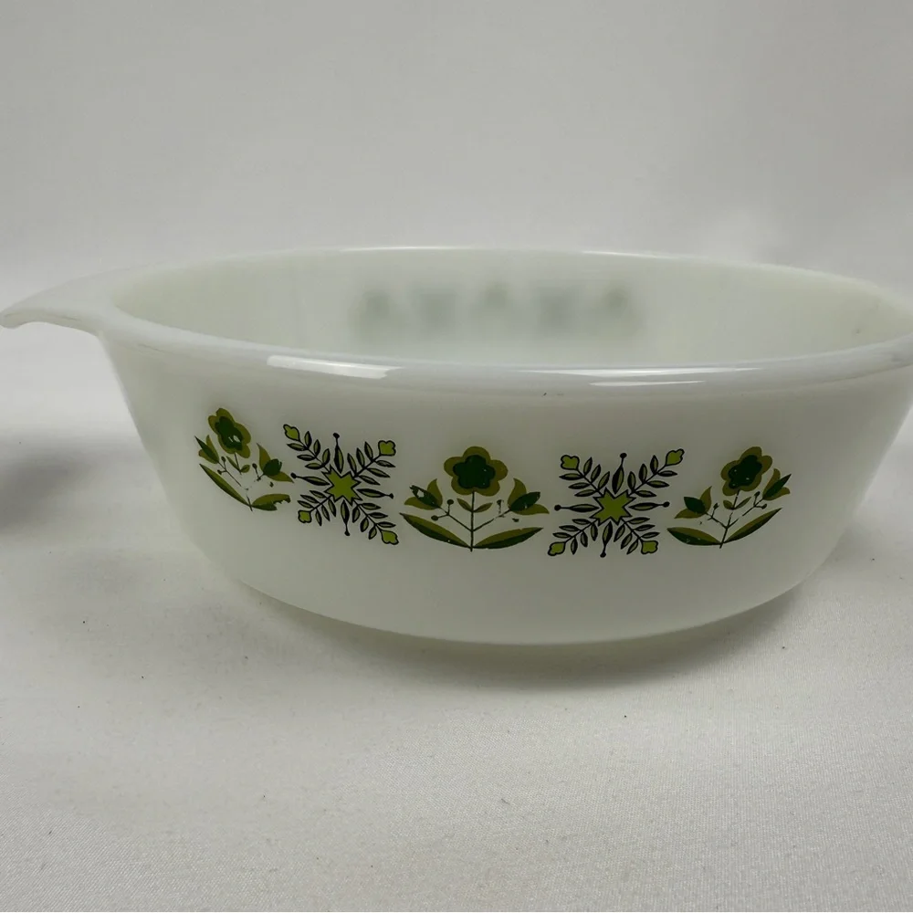 Anchor Hocking Fire King Meadow Green Casserole Set 436 437 1Qt 1.5Qt VTG